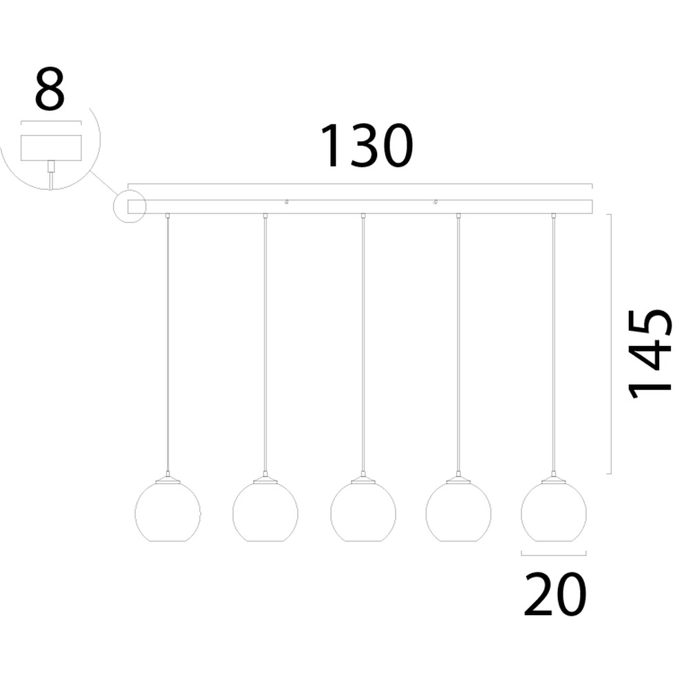 5-Licht Pendellampe Corda Rattan Ø 20cm Masterlight 8718121321738