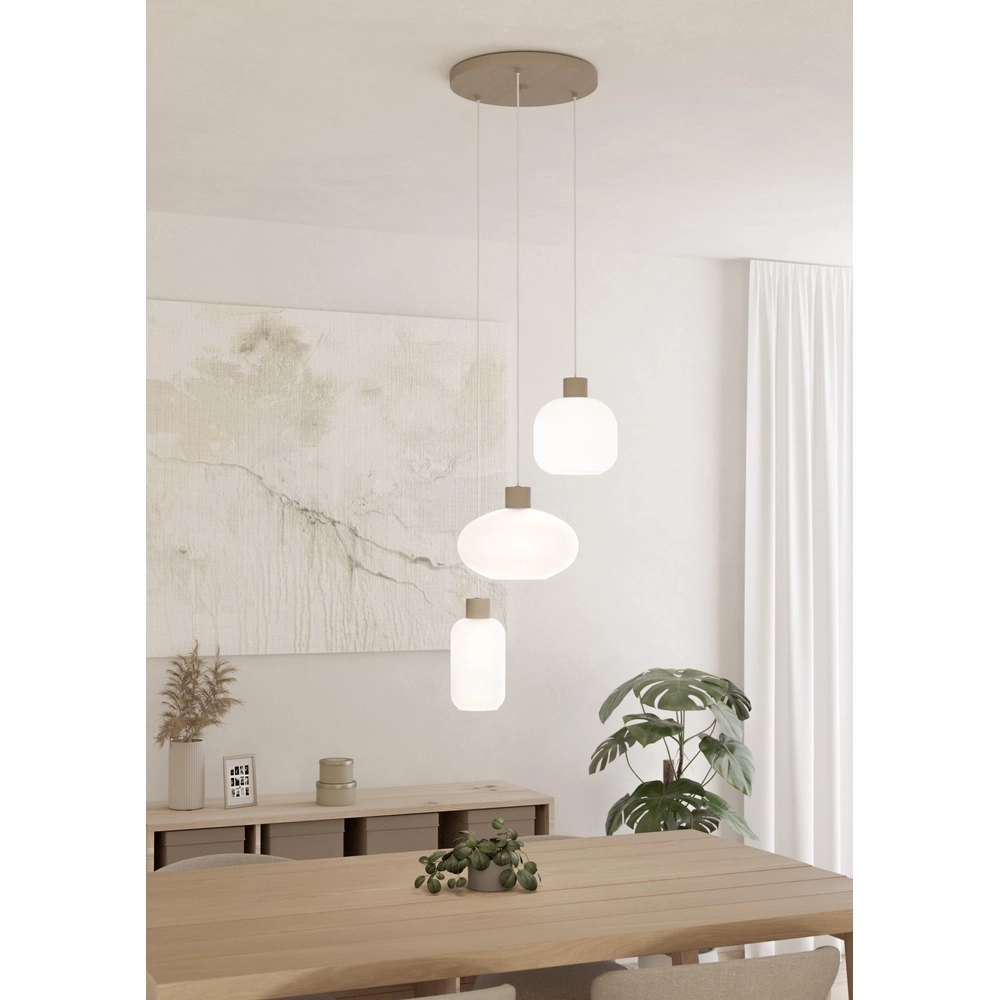 Design-Pendellampe Dasmina Sandbraun mit weißen 3-Lichtern Eglo 9008606406357