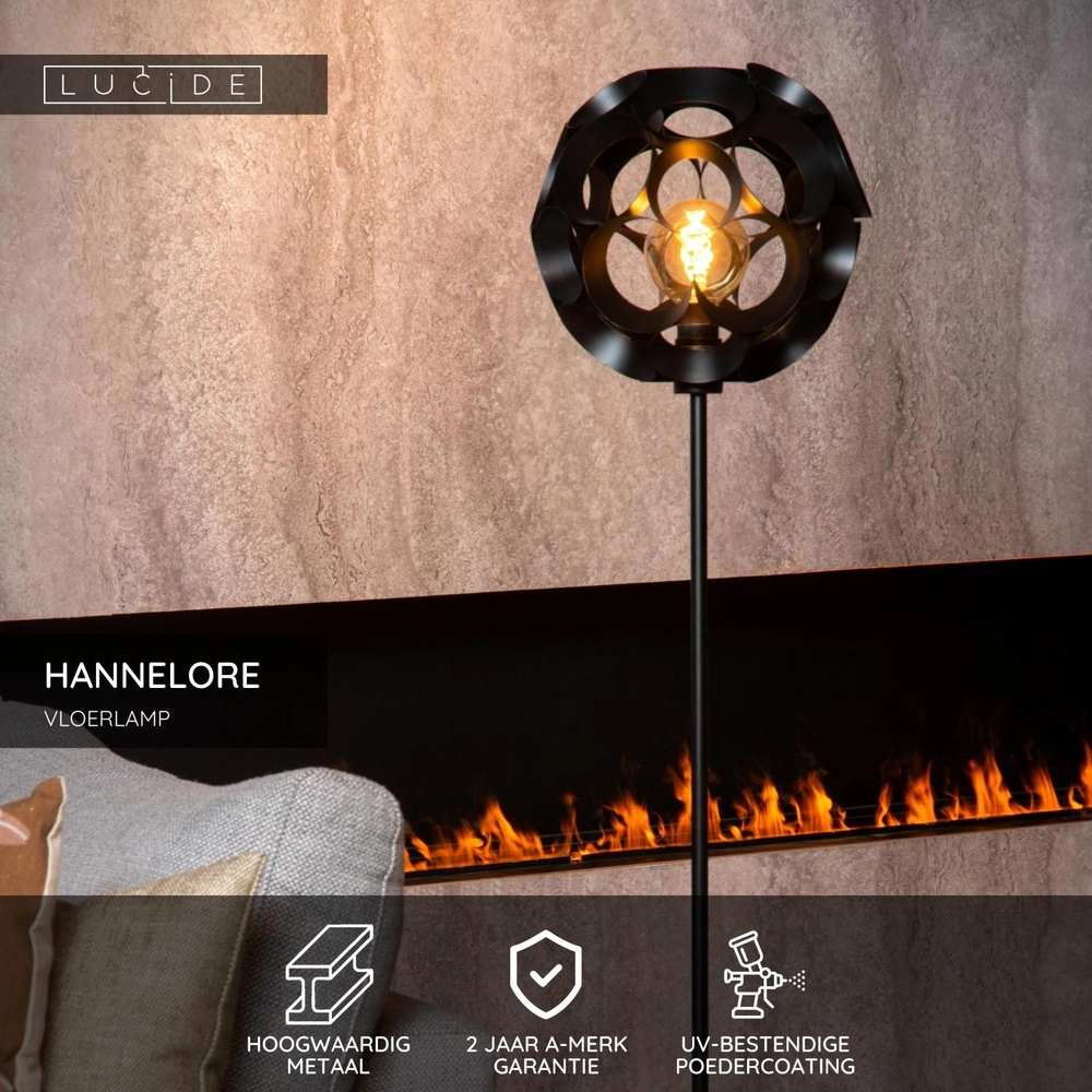 Stehlampe Hannelore Schwarz Lucide 5411212106285