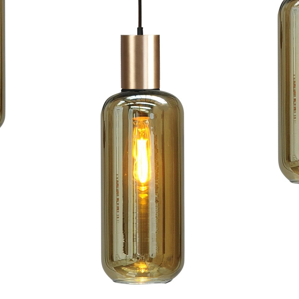 Hängelampe schwarz mit Gold Bounty 5-flammiges zylindrisches Glas Masterlight 8718121248462