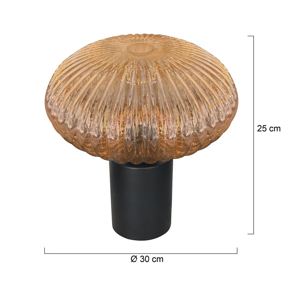 Tischlampe Bloeba schwarz mit Braunglas Steinhauer 8712746179163