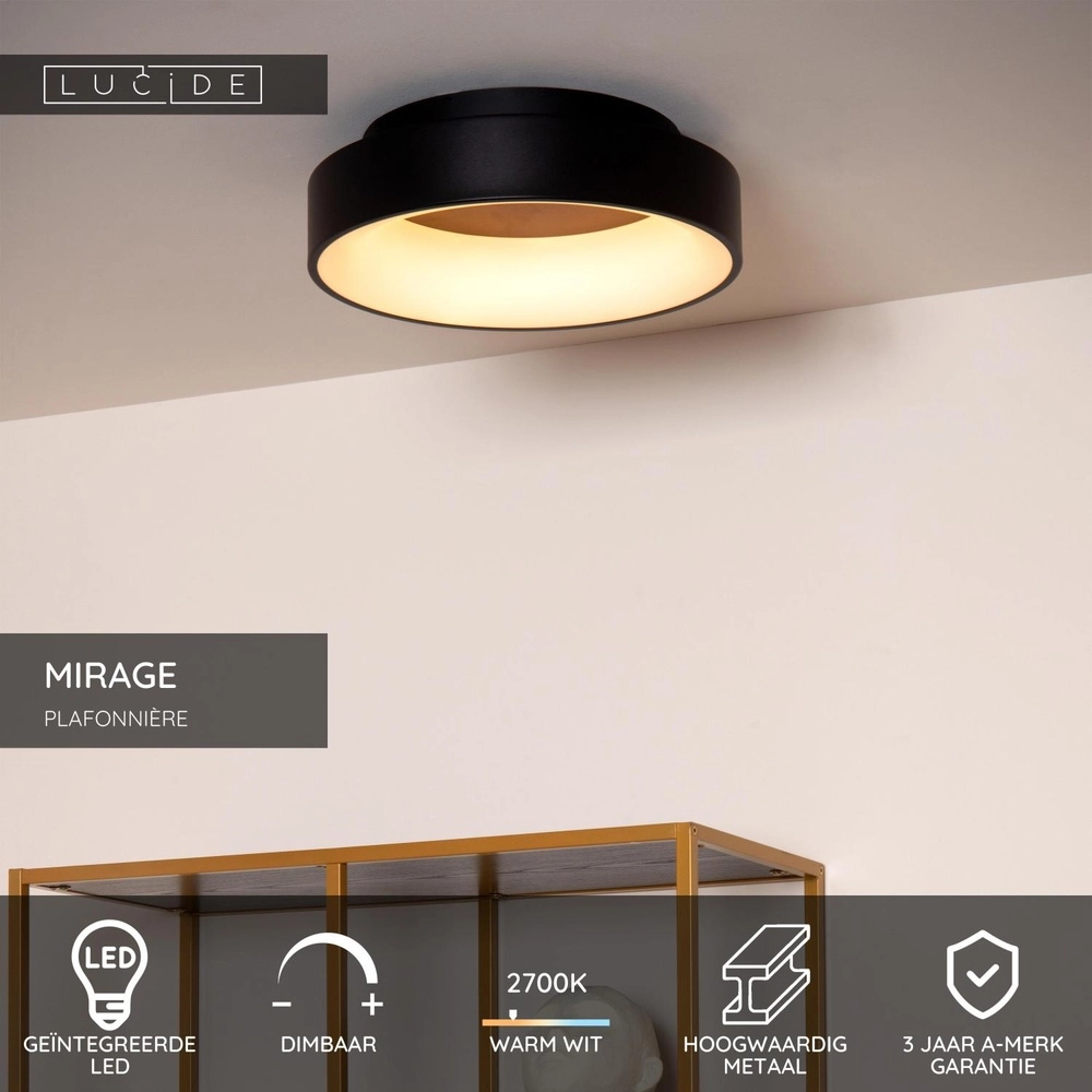 Deckenlampe Mirage Ø 38 cm schwarz Lucide 5411212361202