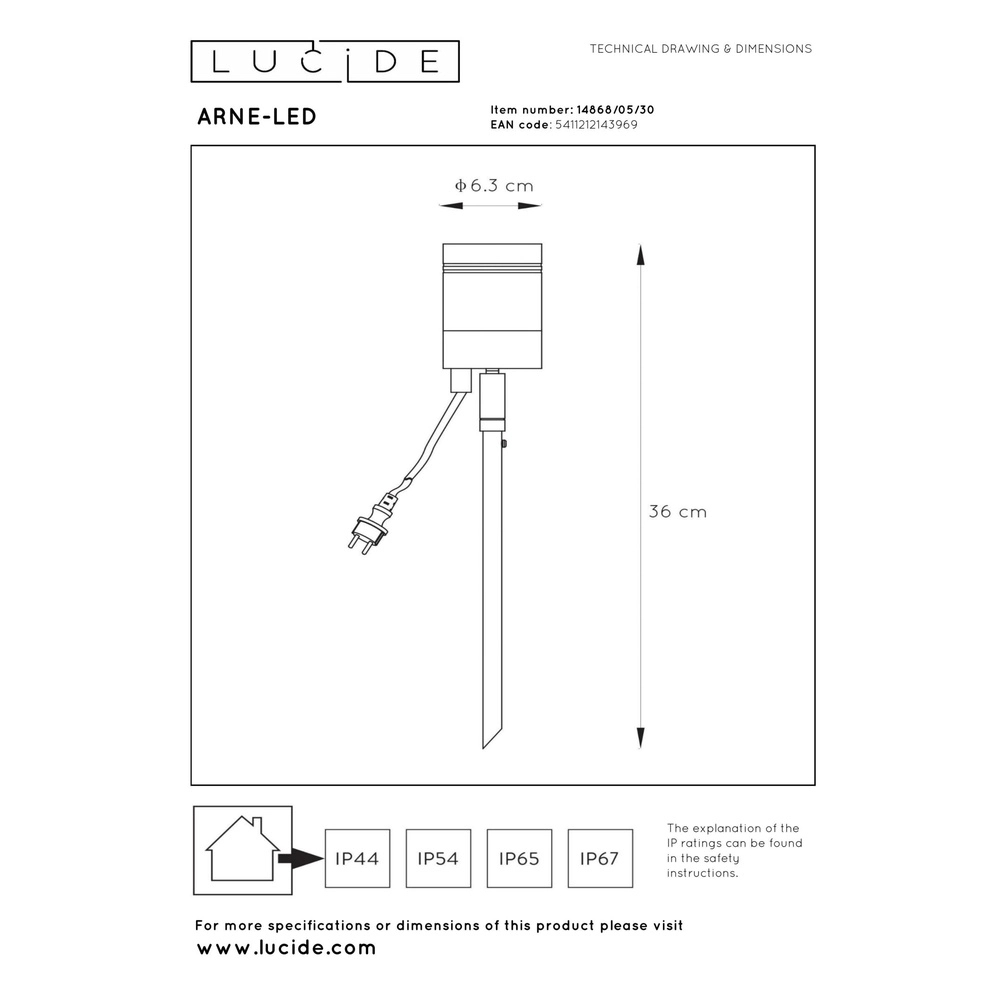 Spike-Spot Arne-Led Schwarz Lucide 5411212143969