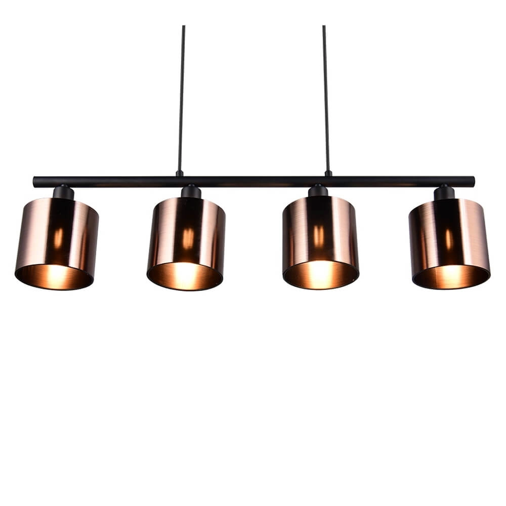4-flammige Pendelleuchte Jason schwarz mit Kupferbronze Trio 4017807641172