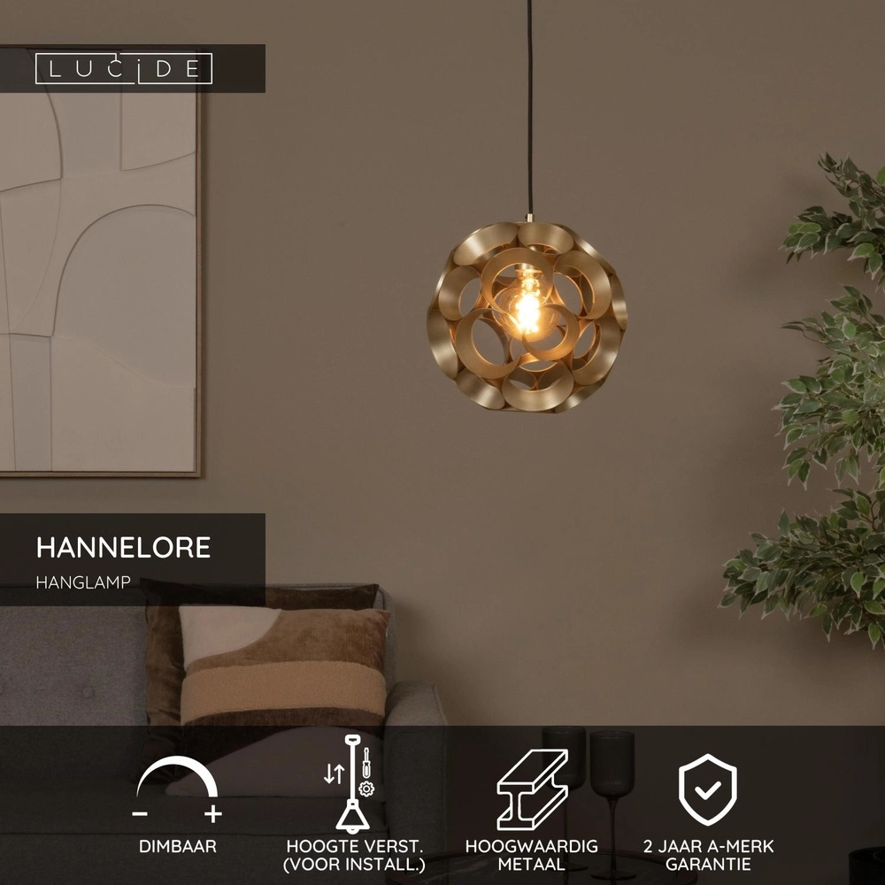 Einzigartige Pendellampe Hannelore Ø 30cm Gold Lucide 5411212106216
