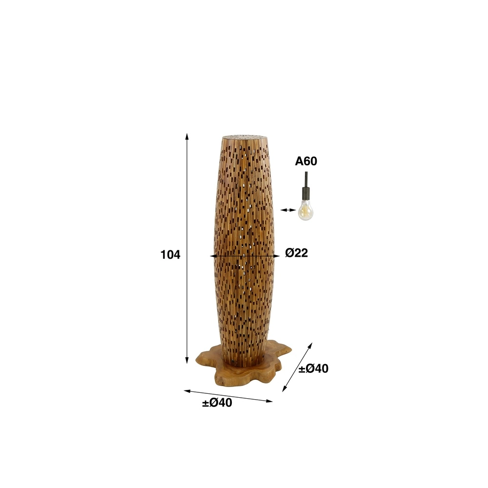 Holz-Stehlampe Bars Teak – 104 cm – Ø 40 cm Lyora 8716803512788