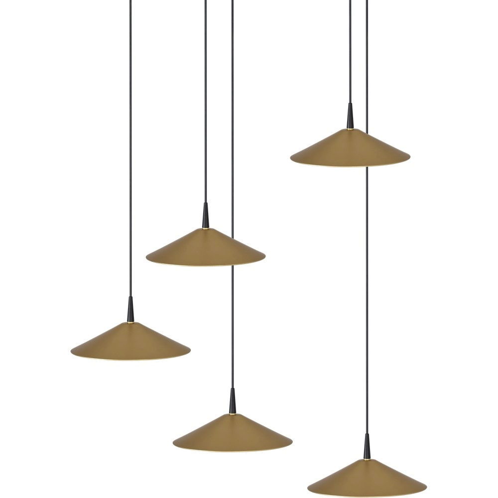 5-Licht Pendellampe Ceppo schwarz mit goldenem Ø 22 cm rund. Masterlight 8718121358734