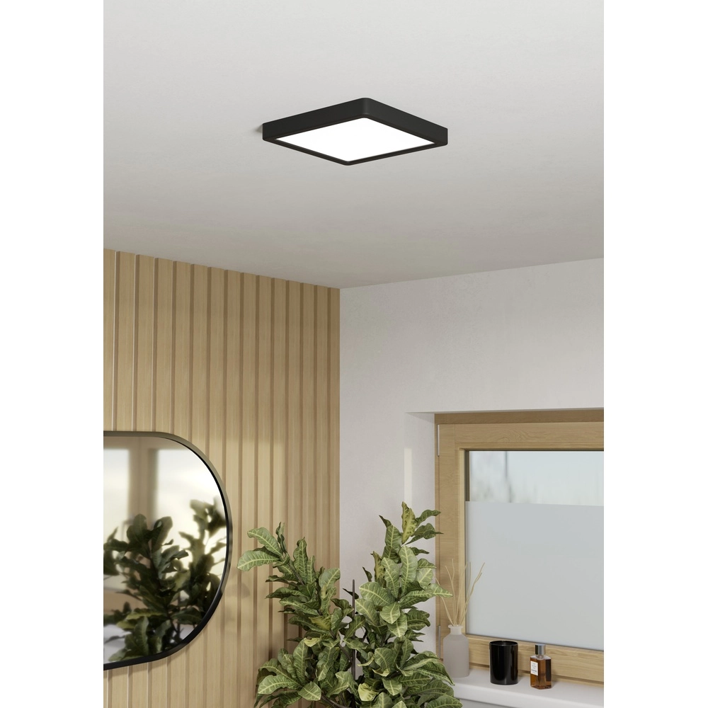 Deckenlicht IP44 Fueva 6 Quadrat – Schwarz – 22x22 cm Eglo 9008606330348