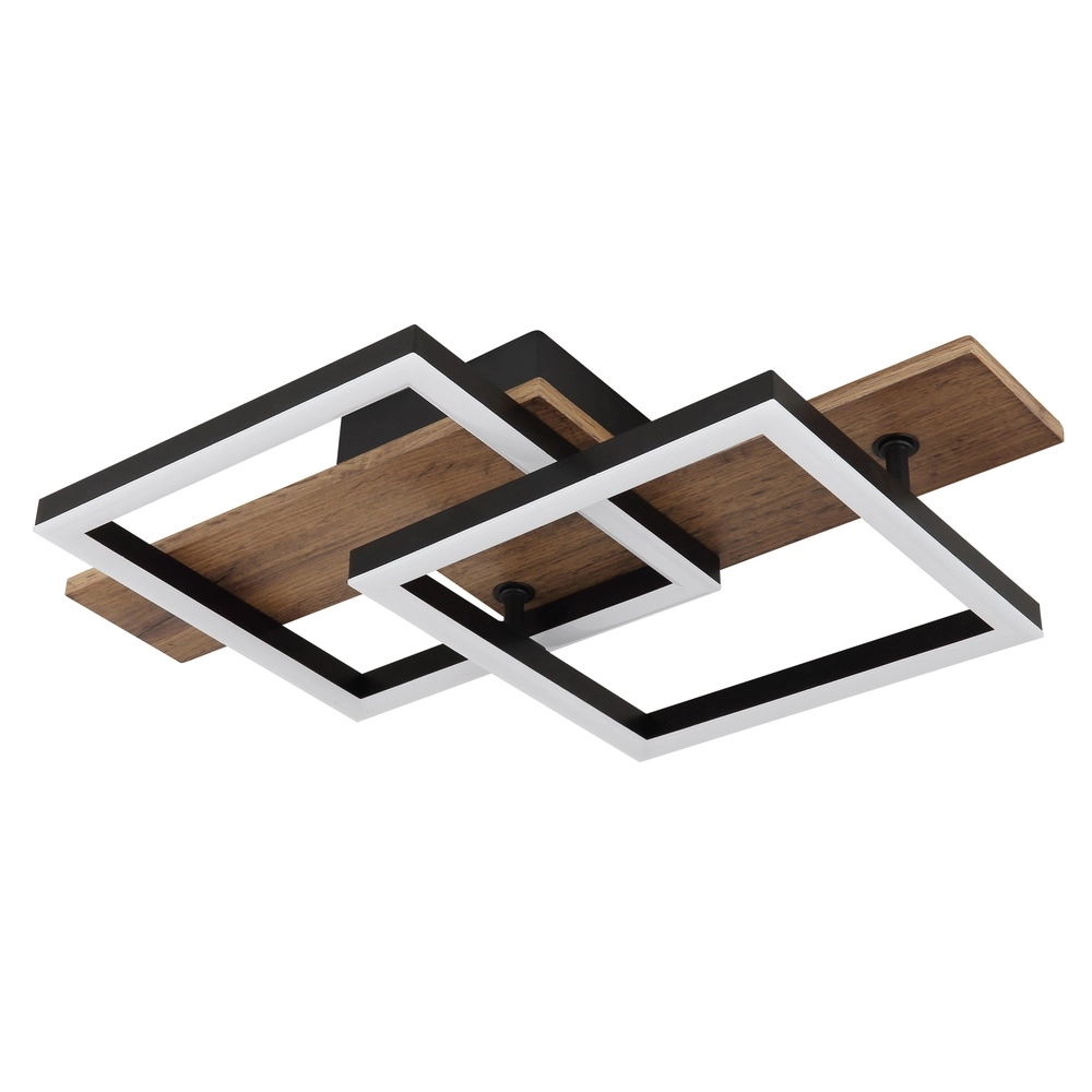 Design-Deckenlampe Jeffry Schwarz mit Holz 44 cm Globo 9007371507597