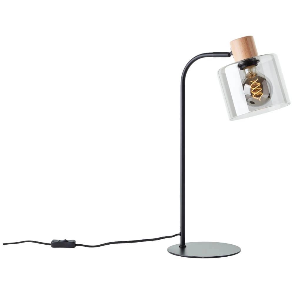 Tischlampe Weald schwarz mit Holz Brilliant 4004353419263