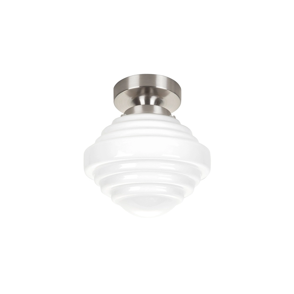 Nickel Deckenleuchte York weißes Glas Ø 15cm