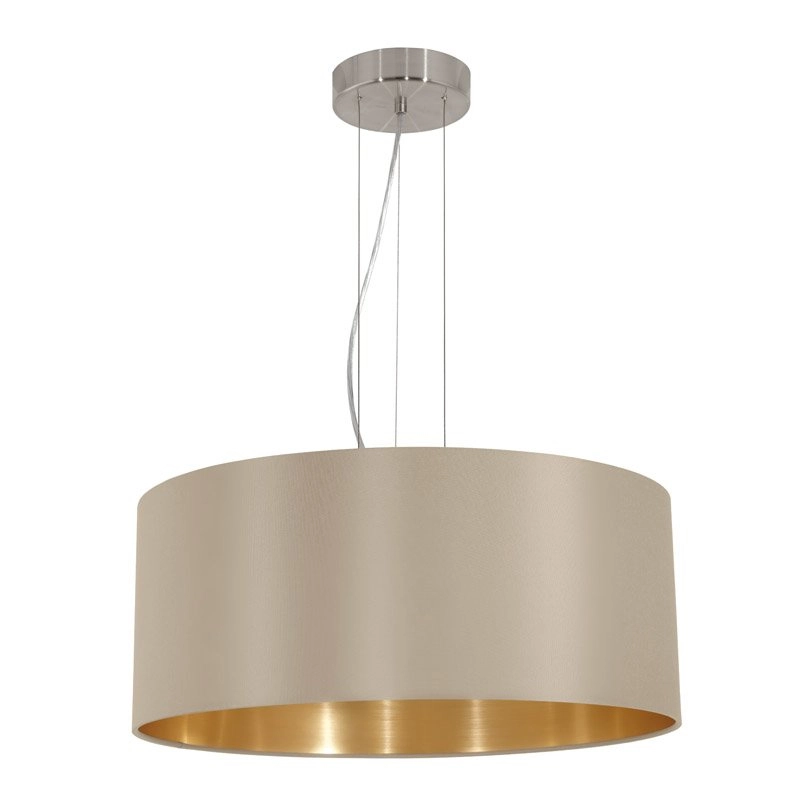 Pendelleuchte Maserlo 53 cm Taupe mit gold