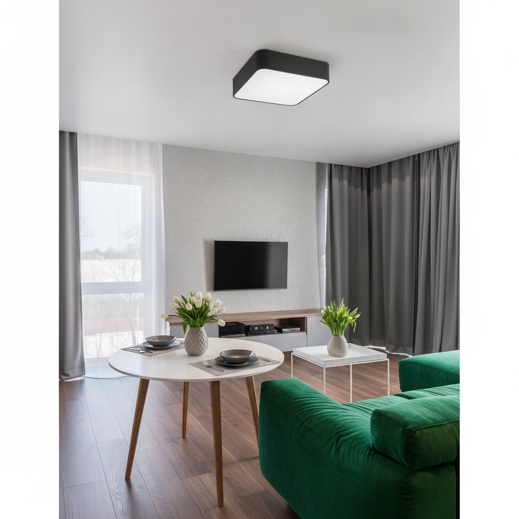 Quadratische Deckenleuchte Ragu schwarz 36cm