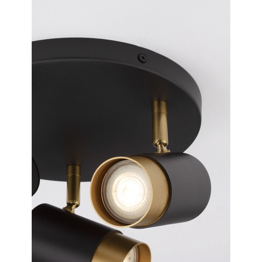 Deckenstrahler Pogno 3-flammig schwarz mit gold rund Lyora 5212017430878