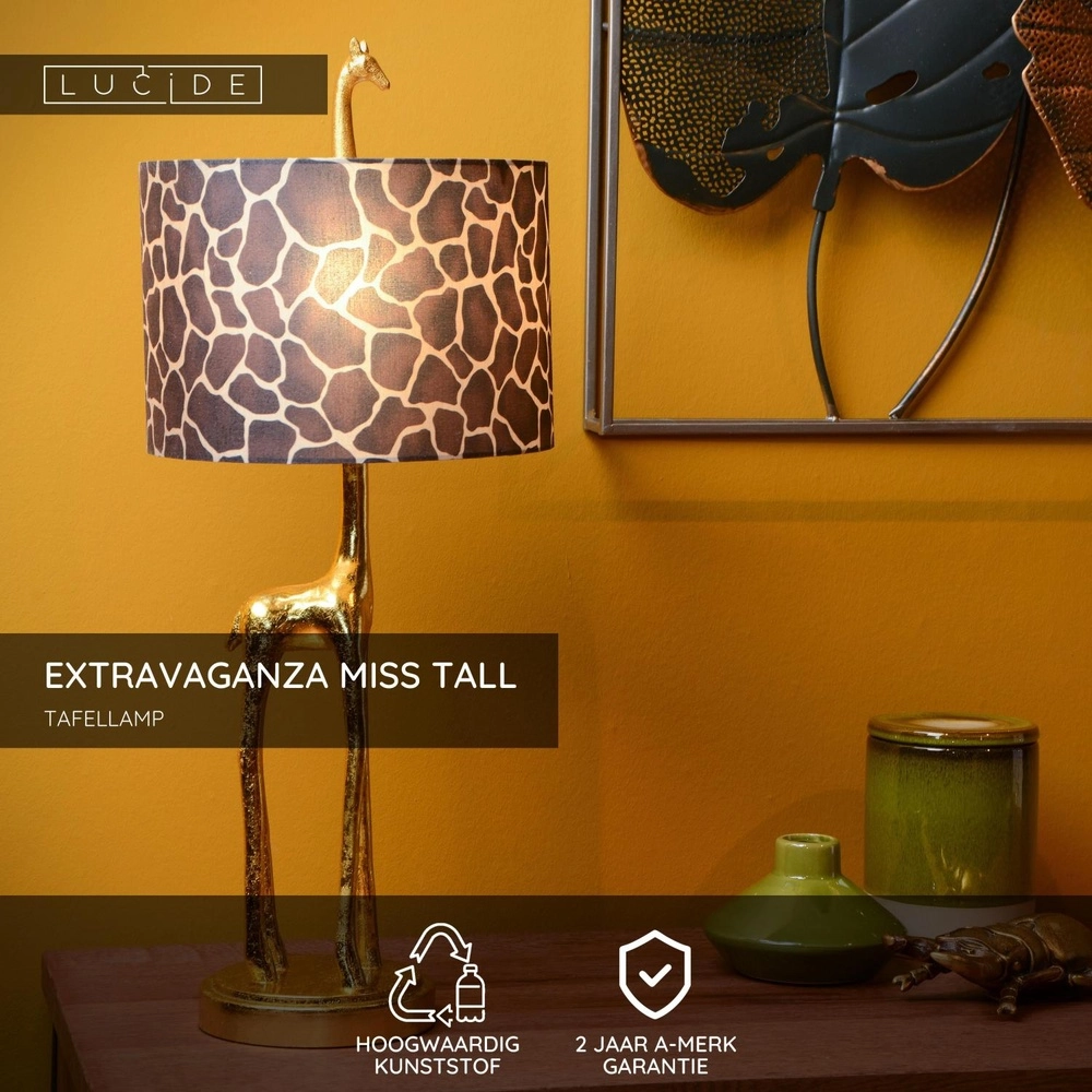 Tischlampe Extravaganza Miss Tall Giraffengold mit Schwarz Lucide 5411212105424