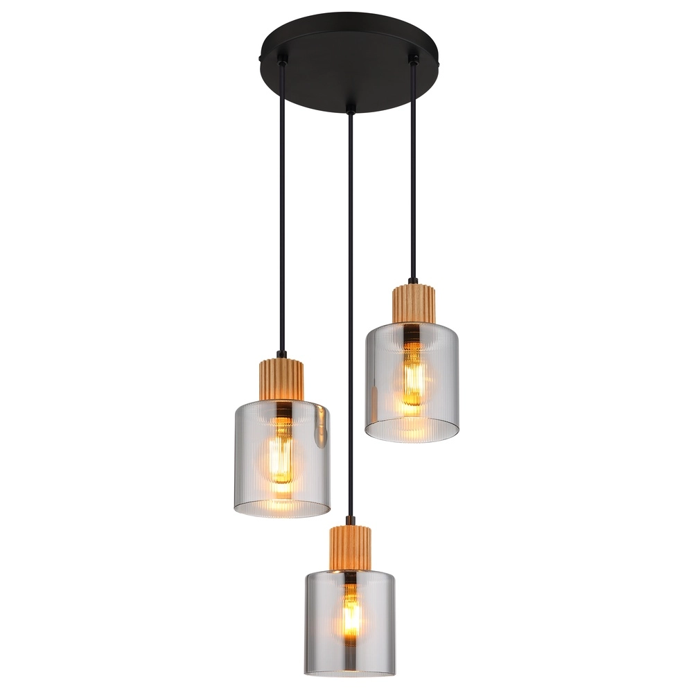 Design-Pendellampe Aleidis 3-Licht rundschwarz