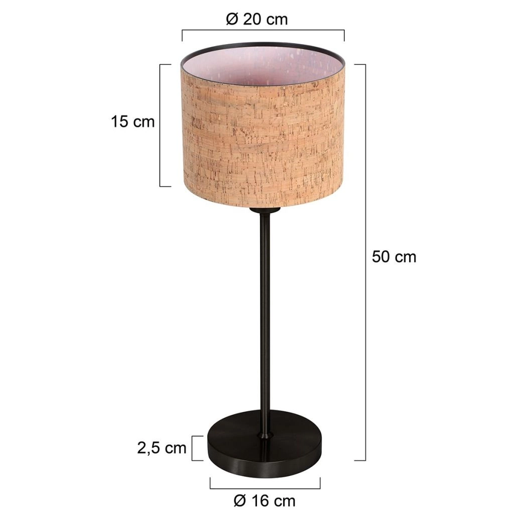Tischlampe Noor mit Korkkappe Ø20 cm Steinhauer 8712746182163