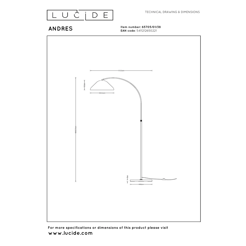Stehlampe Andres Sahne Lucide Vibes 5411212650221