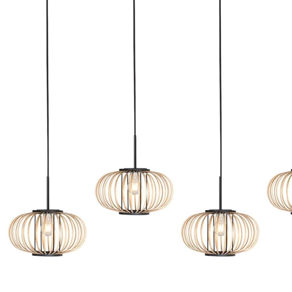 Pendellampe 5-Licht Geradeaus Silva mit Bambusmützen Steinhauer 8712746183238