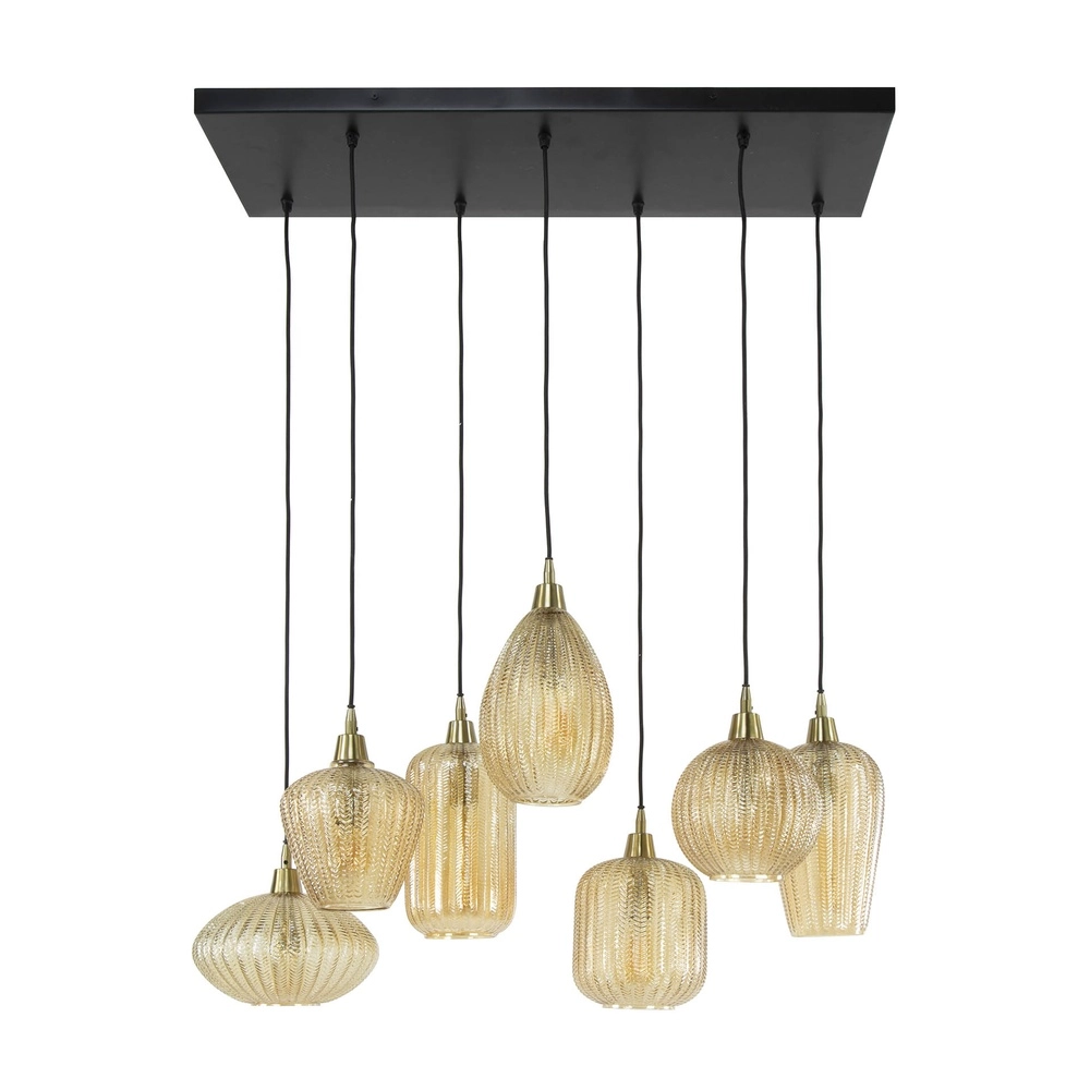 Essaal-Pendellampe V-Shape 7-Licht – geripptes Glas Lyora 8716803511149