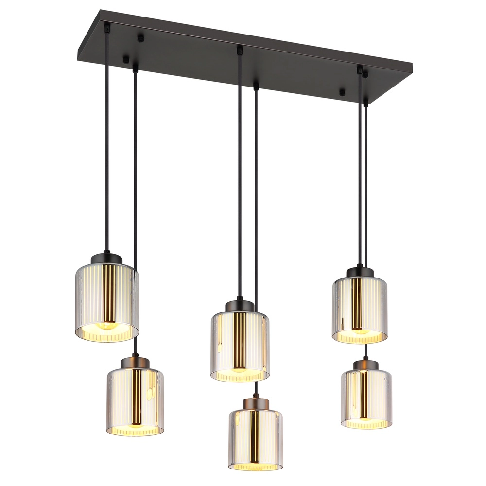 Design-Pendellampe Felicia Gunmetal 6-Lighter