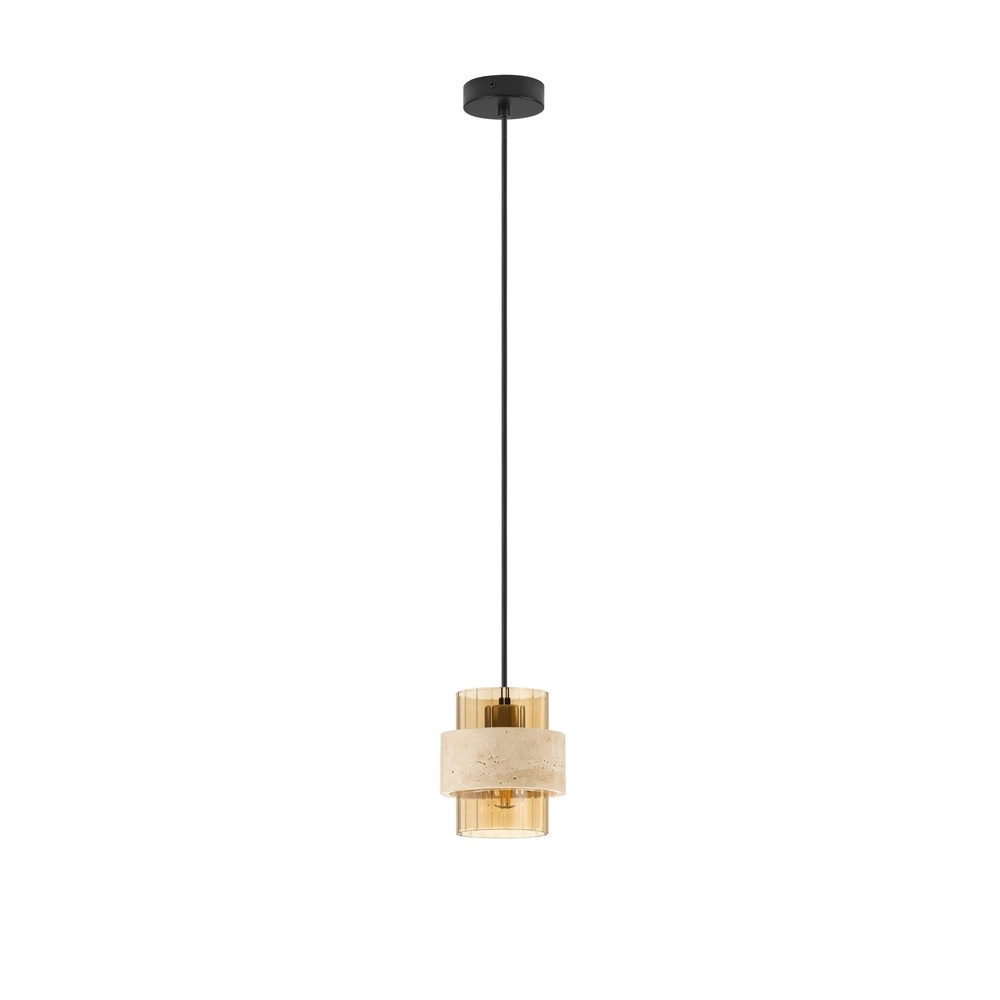 Moderne Pendellampe Melony Bernsteinglas mit sandbraunem Lyora 5212063501249