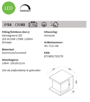 LED-Außenlampe Iser 11x10 cm Artdelight 8719831733279