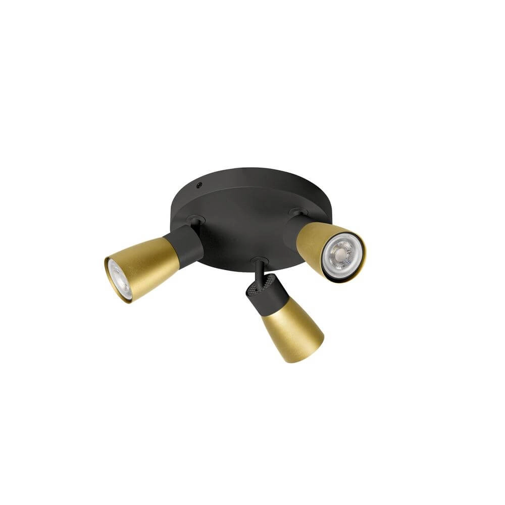 Runder Scheinwerfer Puri 2.0 Dome schwarz-gold 3-flammig SLV 4024163293853