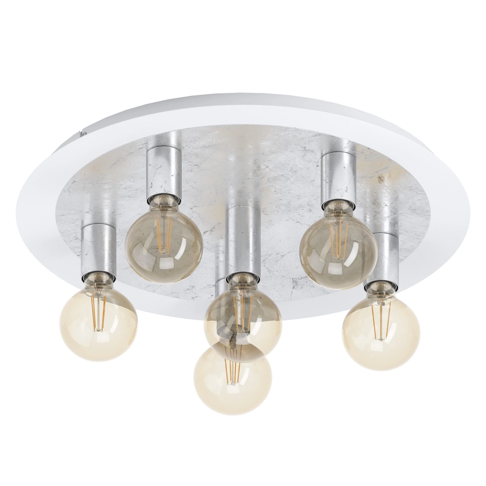 Einzigartige Deckenlampe Passano Weiß-silberne 6-Lampen Eglo 9002759974961