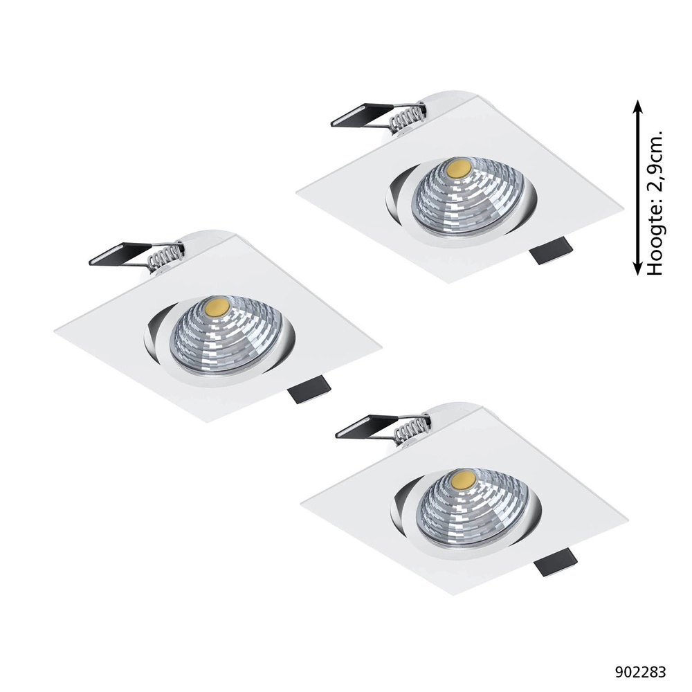 Set mit 3 Einbaustrahlern Saliceto quadratisch weiß Eglo 9008606358830