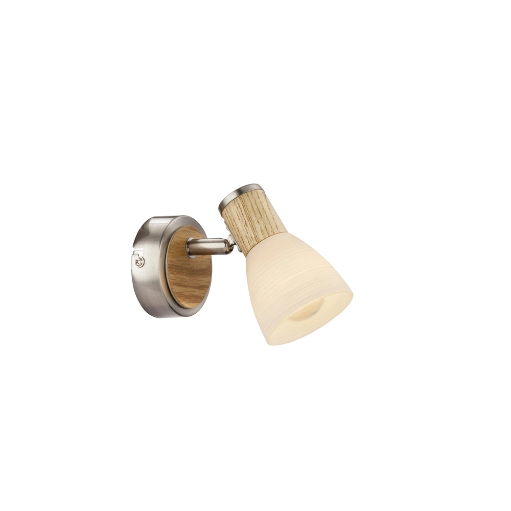 Wandlampe Gylfi Nickel mit Holz