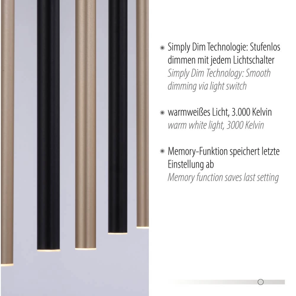 Einzigartige Hängelampe Flute 7-Licht Paul Neuhaus 4012248374771