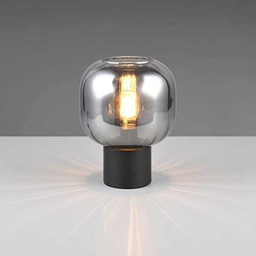 Trendige Tischlampe Diva schwarz mit Rauchglas Trio 4017807614596