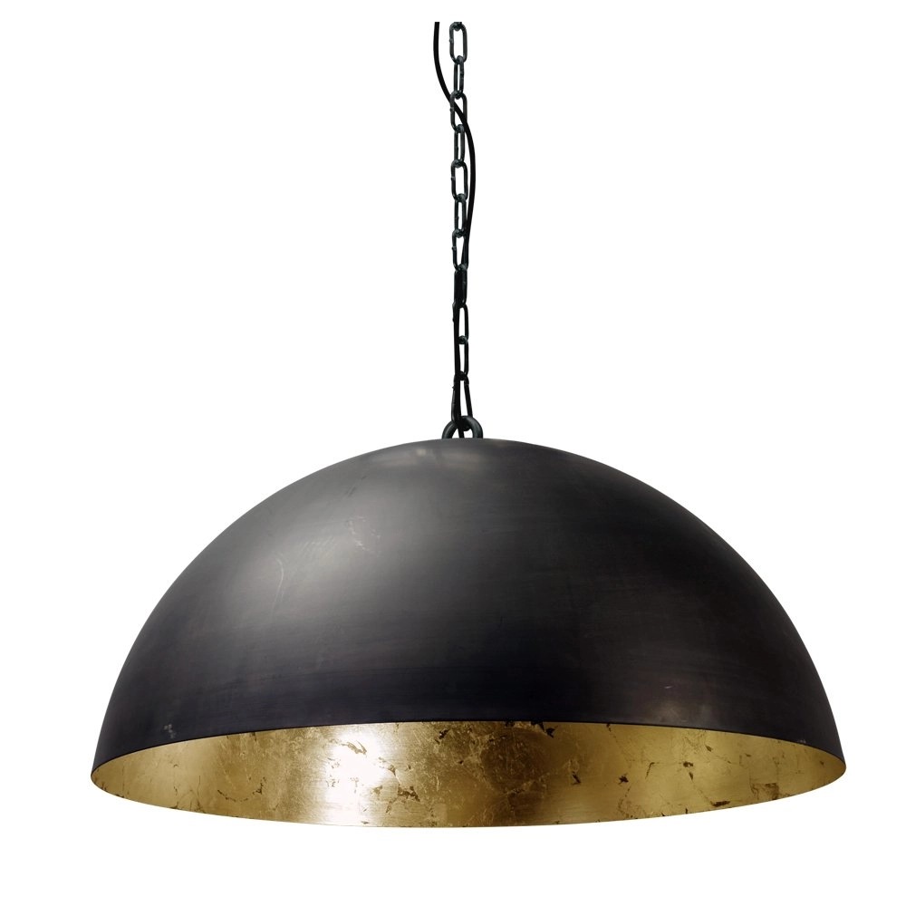 Große schwarze Pendelleuchte Industria Gold 60