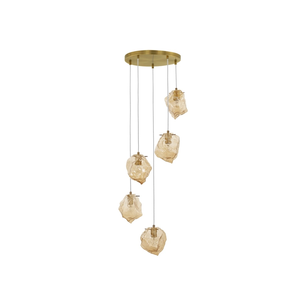 Pendelleuchte Odelle 5-flammiges Gold mit Braunglas Lyora 5212017434401