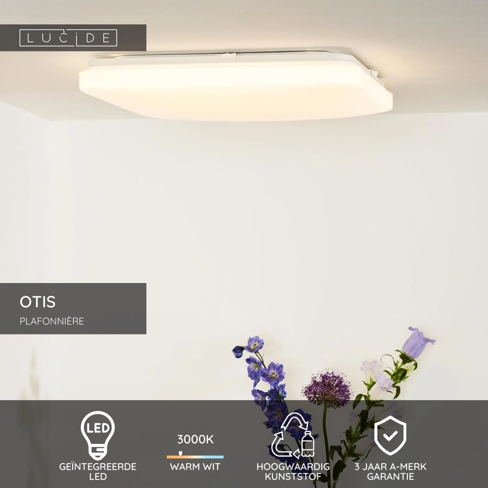 Quadratische Deckenlampe Otis 43 cm weiß Lucide 5411212791368
