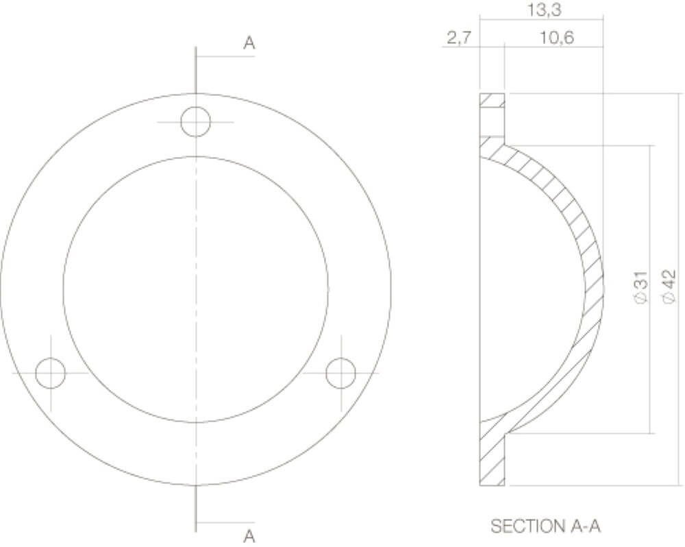 Deckel Castor Türknauf vorne, Messing getrommelt Intersteel 8714186119921