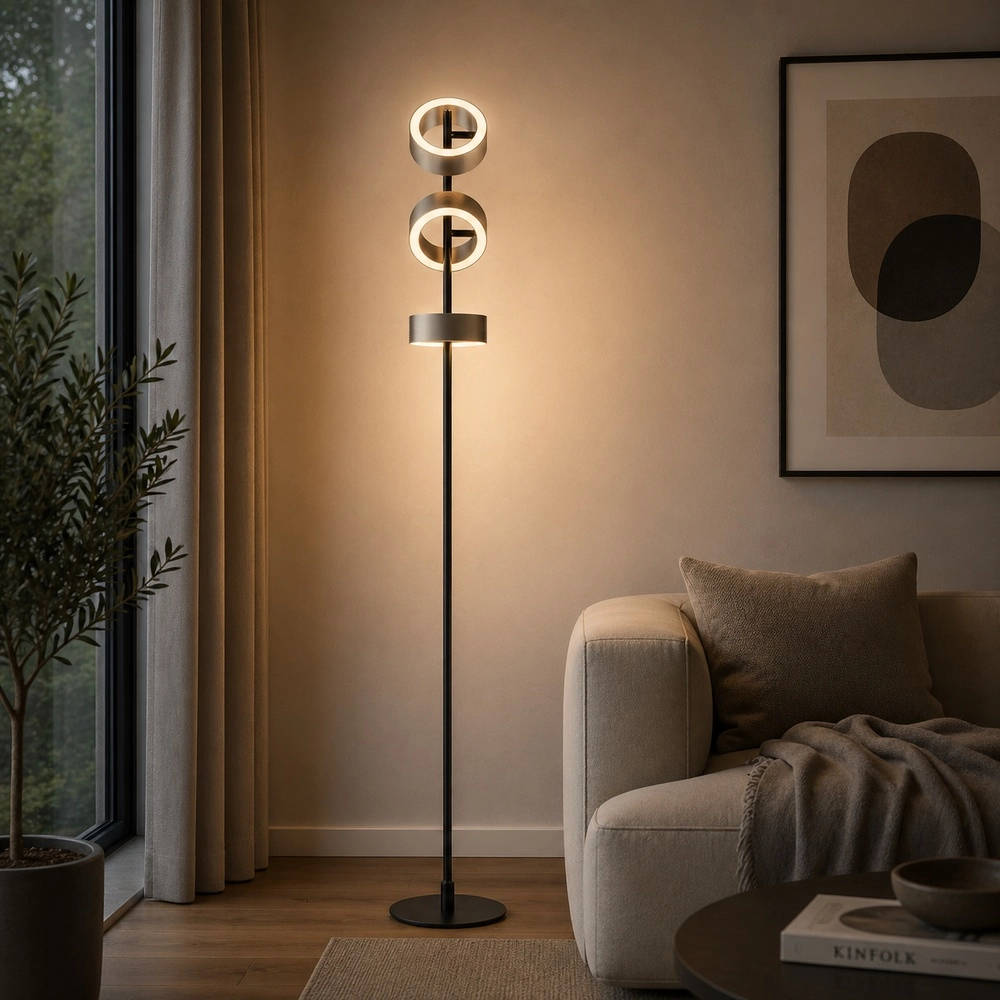 Design-Stehlampe Axion Schwarz mit Braun Brilliant 4004353477171