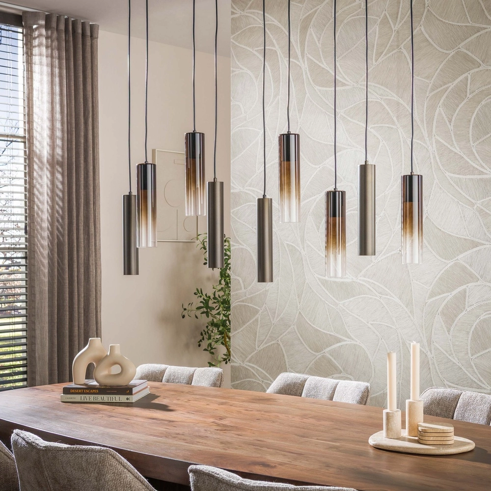 Elegante Pendellampe Lungo Sienna Brown 9-Lichter Lyora 8716803514928