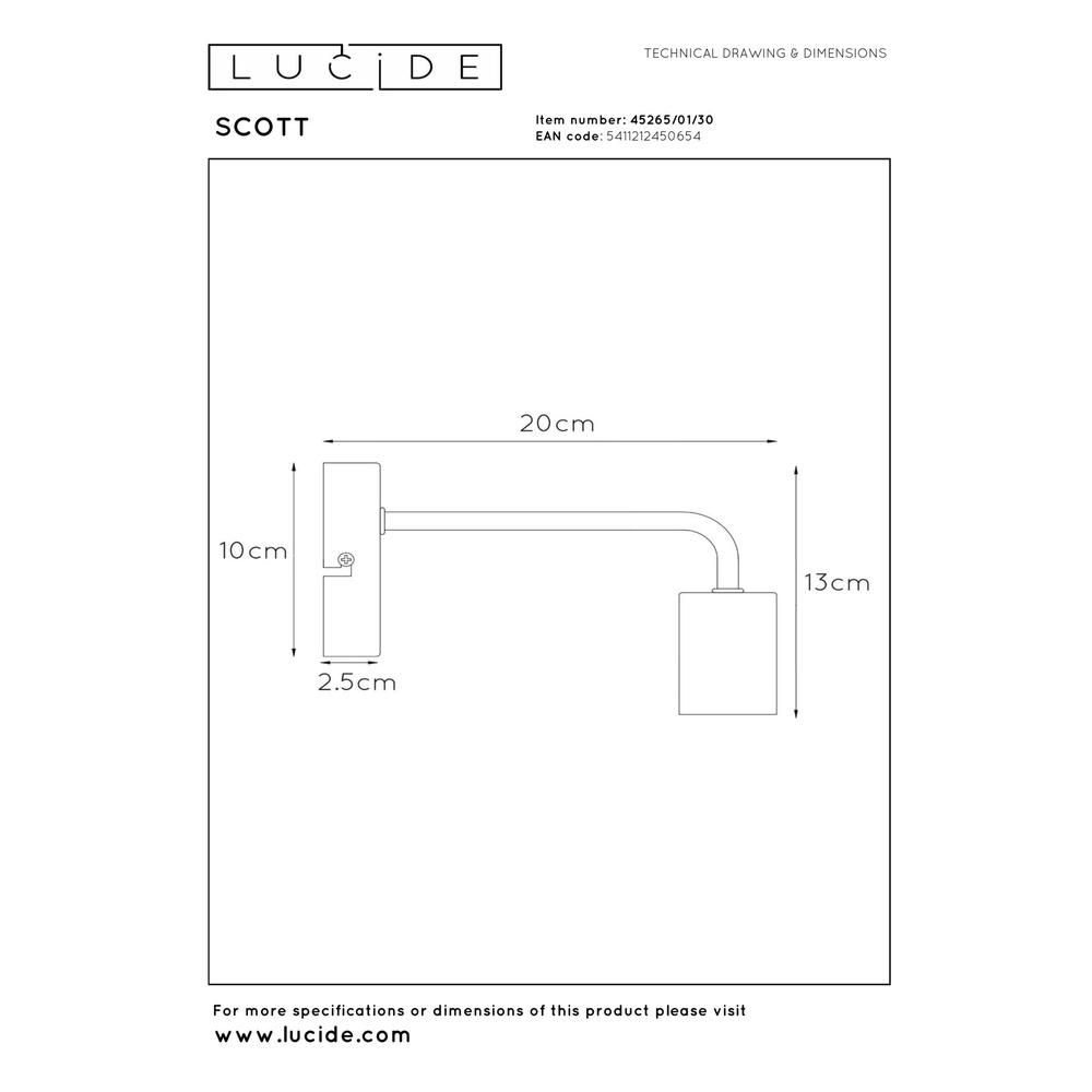 Schwarze Wandlampe Scott Konstruktion Lucide 5411212450654
