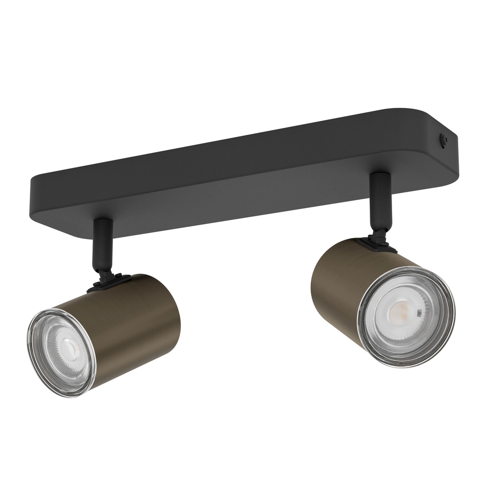 Badezimmerscheinwerfer Consuma 1 2x GU10 – schwarz mit Bronze Eglo 9008606365081
