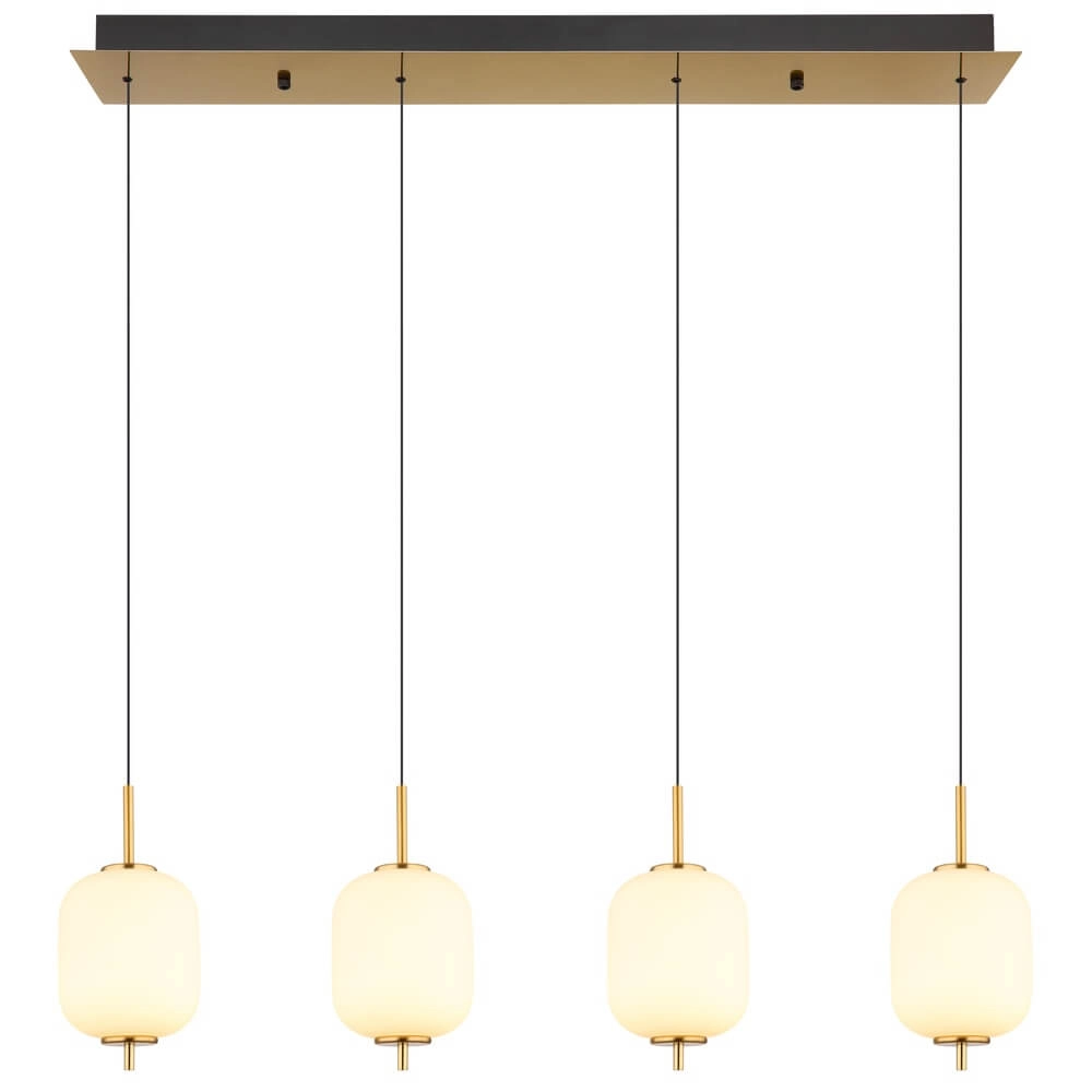 Goldene Pendelleuchte Ewald 4-flammiges Weißglas Globo 9007371449583