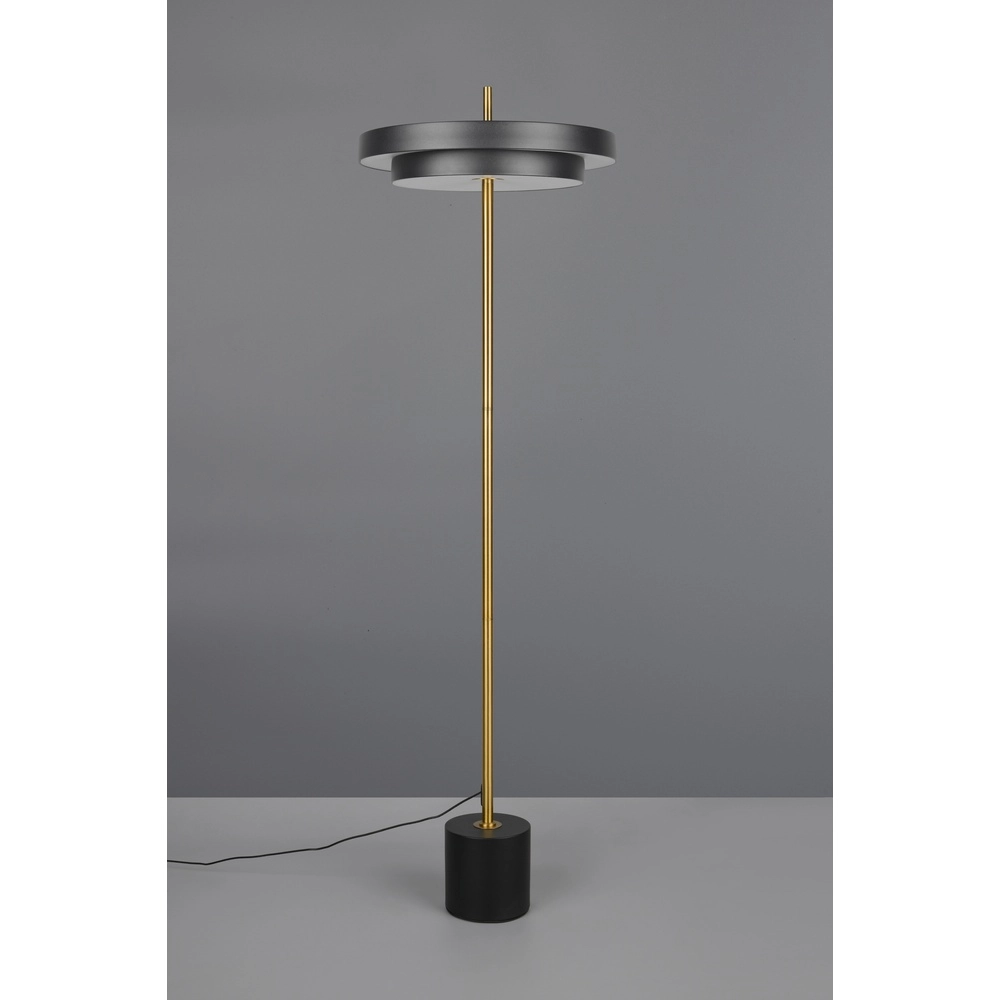 Moderne Stehleuchte Keaton schwarz mit gold Trio 4017807655926