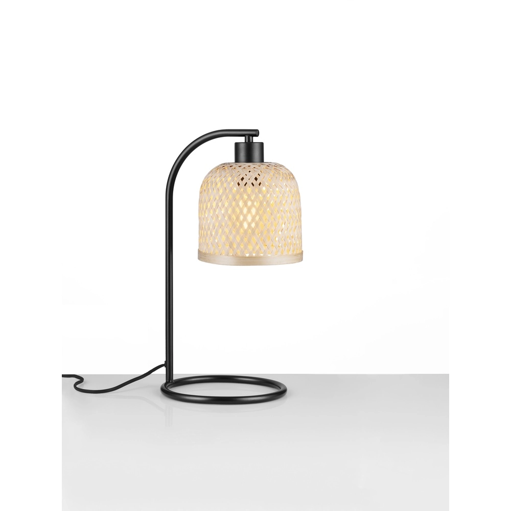 Tischlampe Intra schwarz mit Bambuskappe Lyora 5212017454805