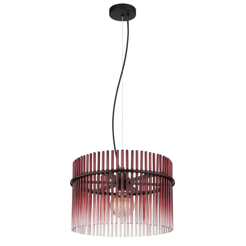 Schwarze Pendelleuchte Gorley mit rotem Glas Ø 40cm Globo 9007371462964