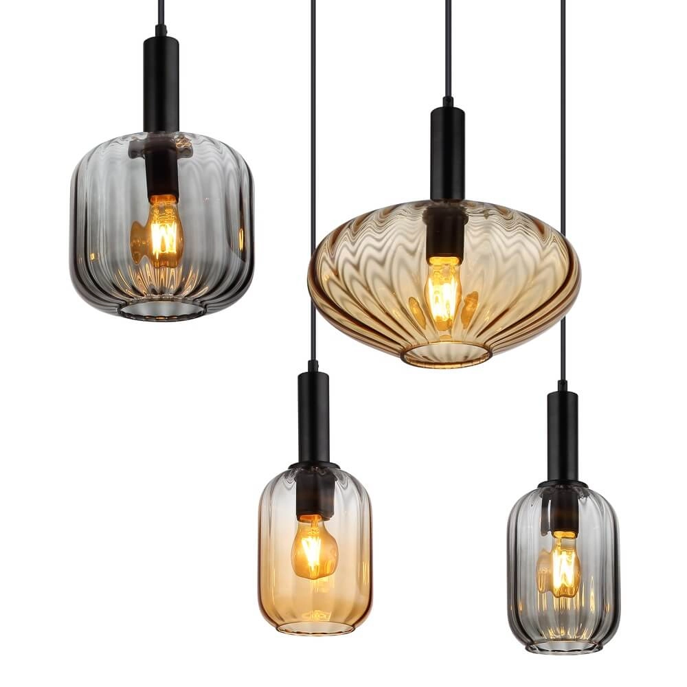 Pendelleuchte Valletta mit farbigem Glas 6-flammig Globo 9007371458868