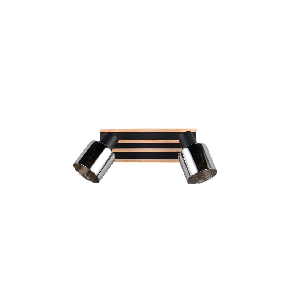 Deckenlampe 2-Leuchten Travia Schwarz mit Holz Trio 4017807682595