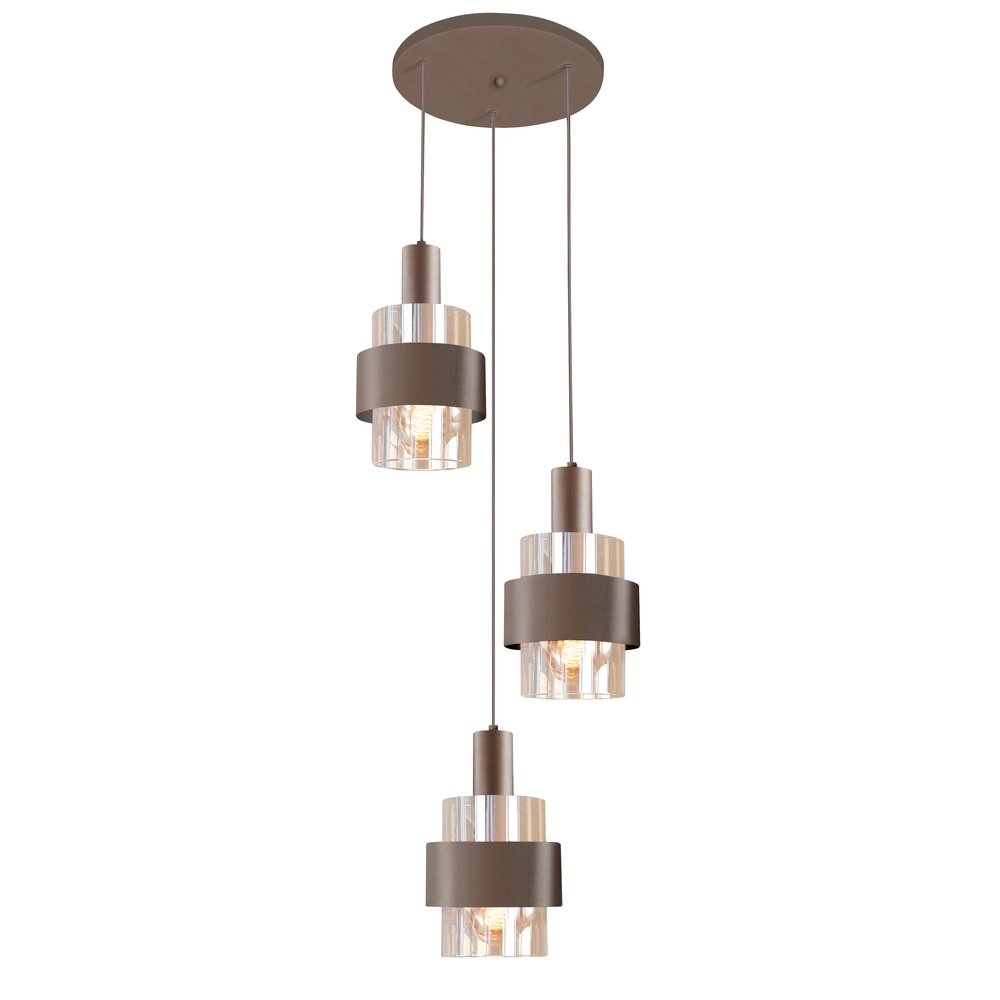 Design-Pendellampe Marrone Teebraun 3-Licht