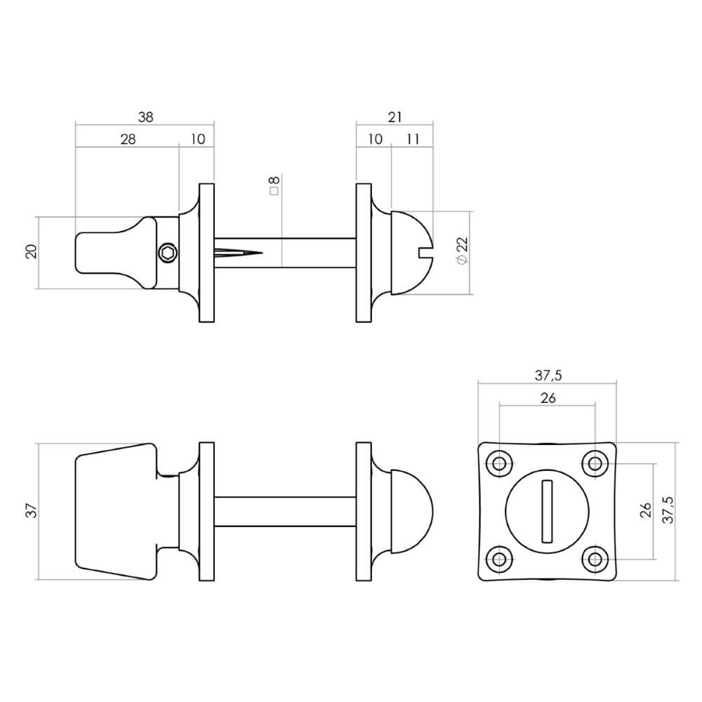 Verschluss der Toilette Tira Grundlegendes Nickel Intersteel 8714186378274