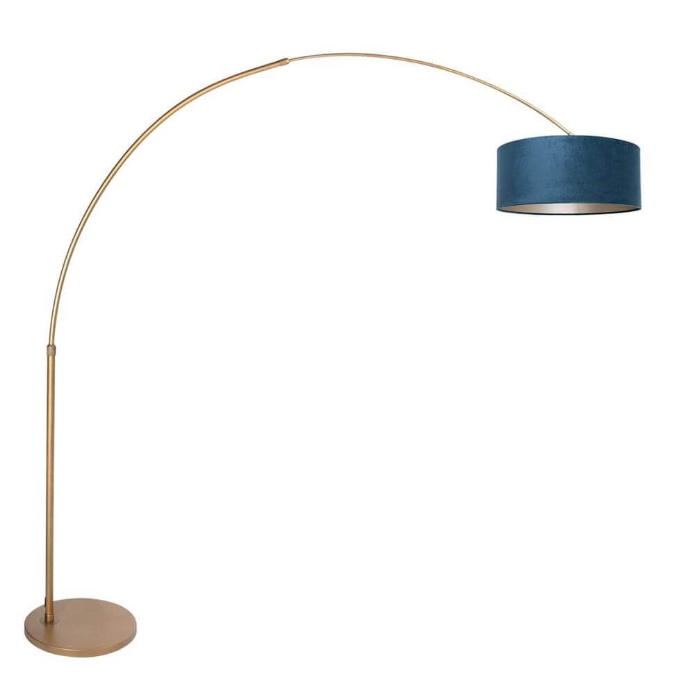 Bogenlampe Sparkled Light bronze mit blauer Kappe Ø 45cm